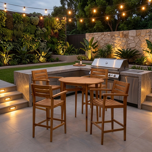 Conjunto de Bar para Exteriores Sadana de Madera de Teca Sólida, Mesa Redonda Moderna, Minimalista, Premium y Duradera, Muebles de Patio y Bistro para Resort, Cafetería y Jardín - Product Image 3