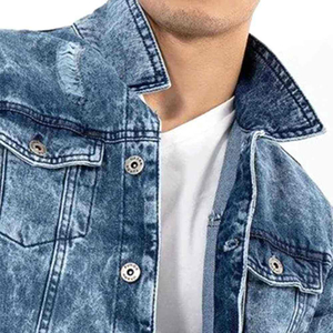 Breathable Solid Color High Quality Ripped <b>Denim</b> <b>Jackets</b> Cropped Casual Coats Men <b>Denim</b> <b>Jacket</b> For Men - Product Image 6