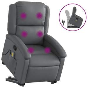 Fauteuil inclinable de massage en similicuir gris - Product Image 2