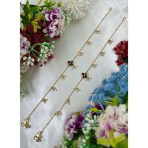 Fashion Anklet-Shruti Pachi Kundan <b>Indian</b> Ethnic Alloy Silver Plated Artificial <b>Jewellery</b> - Product Image 2