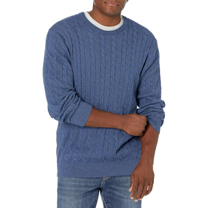 Men's <b>Light</b> Gray Cable Knit Crew Neck Pullover Sweater Full Sleeve Anti-Pilling 100% Acrylic Autumn Standard Thickness - Product Image 6