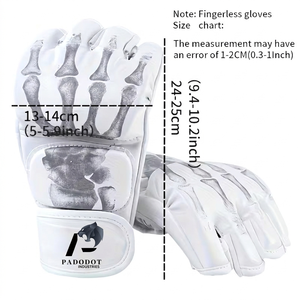 Gants de boxe MMA professionnels de haute qualité en cuir, design ouvert révélant les doigts et les métacarpes, ajustables pour la fermeture - Product Image 2
