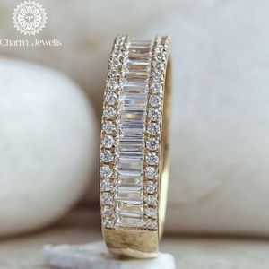 เครื่องประดับอัญมณี18K แหวนแต่งงานสุดหรูของผู้หญิงแหวนเพชรโมอีสชุบทอง18K - Product Image 6