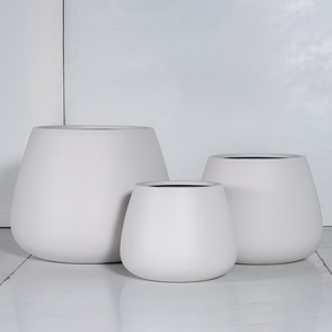 Hieta Modern Garden Decorative Fiberstone <b>White</b> Octagonal Low Bowl Indoor and Outdoor Flower Planter <b>Pot</b> Set 4 Sizes - Product Image 1