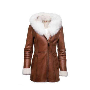 Custom <b>Men's</b> Hooded Shearling Leather <b>Coat</b> Wholesale Heavyweight <b>Winter</b> Warm Sheepskin Fur Trench <b>Coat</b> Factory Supplier - Product Image 5