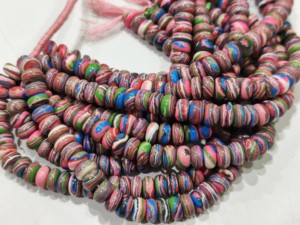 Perles rondes en agate Fordite multicolores, lisses, 8 mm, vendues par brin de 8 pouces de long - Product Image 4