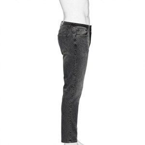 Jean droit noir pour homme, taille haute, en coton délavé, style décontracté mi-saison, fermeture boutonnée - Product Image 4