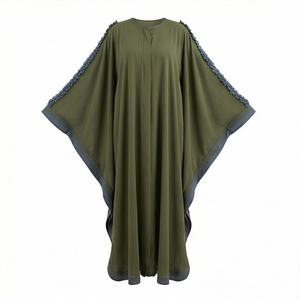 2025 OEM Kimono Abaya pour femmes musulmanes, en tissu polyester épais, doux et très extensible, col en V, manches longues, pour fêtes, Ramadan, mariages - Product Image 1