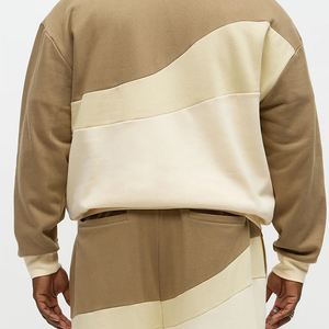 Ensemble de survêtement décontracté pour homme grande taille, color block, manches longues, quart de zip, coupe ample, en polyester et coton, pour l'automne - Product Image 2