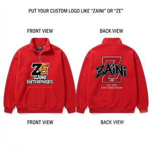 Premium 240g Polyester Polar Fleece Men's Running <b>Jacket</b> Maroon Quarter Zip Embossed Custom Logo <b>Waterproof</b> Reflective - Product Image 1
