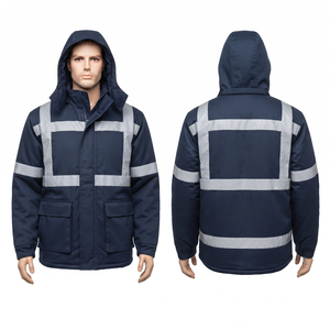 Sweat à capuche unisexe 330 grammes 100% coton avec fermeture éclair, polaire imperméable, écologique, pour le travail, jaune fluo avec panneau réfléchissant - Product Image 1