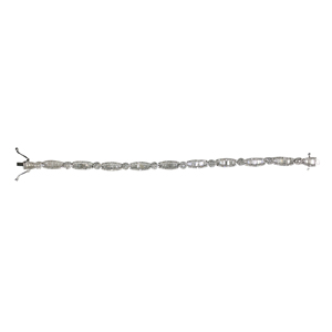 4.12 Cttw Round Baguette White Natural Diamond Tennis Bracelet 925 Sterling Silver 6.5 Inch, Prong <b>Set</b> Wide Bracelet for Women - Product Image 2