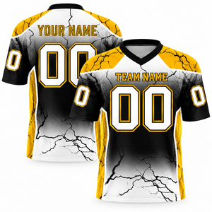 Camiseta de Fútbol Personalizada Sublimada 100% Poliéster con Cuello en V, Estampado Gráfico Agrietado Degradado, Uniformes de Equipo para Hombre, Transpirable, Manga Corta - Product Image 2