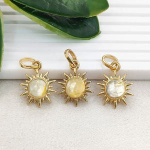 Colgante Redondo con Forma de Sol de Rutilo Dorado, Chapado en Oro, con Engaste, 6mm, para Joyería - Product Image 1