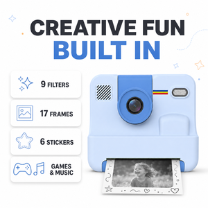 Appareil photo instantané pour enfants en gros, mini imprimante photo thermique, jeux, enregistrement vidéo, 203 dpi, batterie 1200 mAh, écran 2,4 pouces, carte SD - Product Image 4