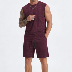 Ensemble short décontracté pour homme, effet délavé, respirant et confortable, avec logo personnalisé, 100 % coton, collection été, vente chaude - Product Image 4