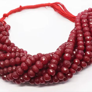 Cuentas facetadas de rubí teñido AAA de 7.5-8.5 mm, cuentas de piedras preciosas de rubí rojo AAA de 20 pulgadas, cuentas sueltas de rubí para la fabricación de joyería. - Product Image 1