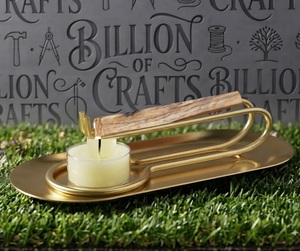 Brûleur d'encens en laiton avec support en bois pour bâtonnets, diffuseur d'aromathérapie pour la décoration intérieure et la méditation - Product Image 3