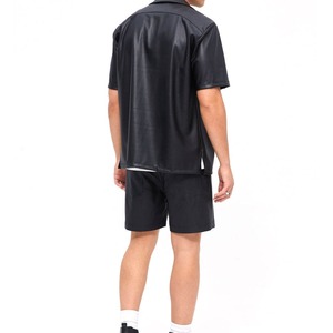 New Wholesale High Quality Long Sleeve Button up Leather <b>Shirt</b> <b>for</b> <b>Men</b> Boxy Fit High Street Style Blank Leather <b>Shirts</b> - Product Image 3
