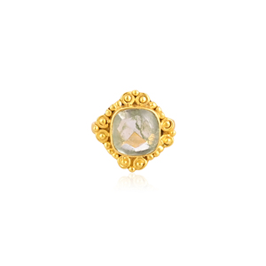 Anillo de Latón con Piedras Preciosas Hechas a Mano y Cristal Aqua Crackle Chapado en Oro para Mujer - Product Image 1