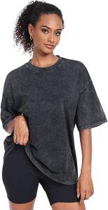 Women's Washed Vintage Oversized T-Shirt Baggy Workout <b>Tops</b> Short Sleeve 100% Cotton Eco-Friendly Quick Dry Streetwear Boyfriend - Product Image 4