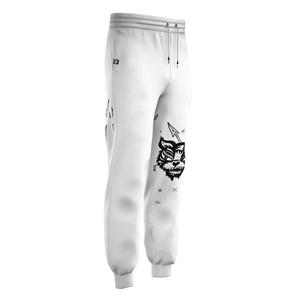 Men's <b>White</b> Printed Sweatpants With Wolf Pattern Elastic Waist Drawstring Casual <b>Joggers</b> Midweight Cotton Autumn Wear - Product Image 2