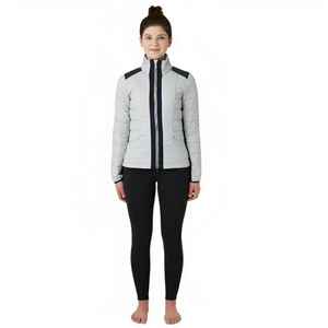 Chaqueta de equitación para mujer, gris claro, con cremallera completa, de algodón y poliéster, con detalles en negro, para salto de obstáculos, con logotipo personalizado, modelo VI-HRJ-0041 - Product Image 1