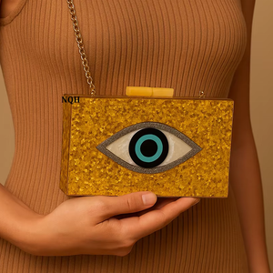 Bolso de Mano de Lujo Hecho a Mano, Duradero y Ecológico, de Madera y Resina, con Diseño Geométrico Incrustado, Cadena Cruzada, Logotipo Personalizado, Bolso de Noche - Product Image 1