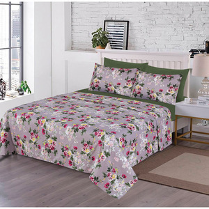 Literie OEM Queen King, ensemble de draps de lit 4 pièces pour mariage, microfibre brossée, imprimé floral en 3d, résistant à la décoloration et au rétrécissement - Product Image 3