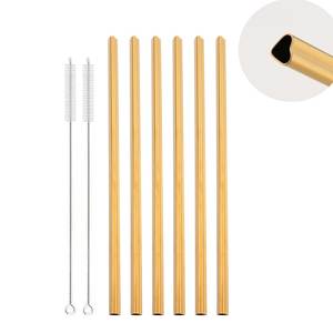 Premium Copper <b>Reusable</b> Metal Drinking <b>Straw</b> Set Bent Beverage <b>Straws</b> for Smoothies Cocktails Juice and Beverages - Product Image 1