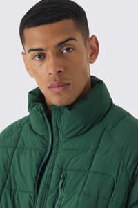 Chaqueta Acolchada con Cuello Alto y Logotipo Personalizado, Chaqueta de Plumón Verde Resistente al Viento, Cálida para Invierno, con Bolsillos, para Hombre - Product Image 4