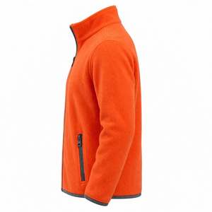 Custom Vibrant Orange Full Zip Polar Fleece Jacket <b>Men</b> Stand Collar Warm Outdoor Winter <b>Thermal</b> Zipper Coat Heavyweight Casual - Product Image 5