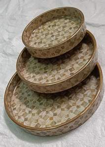 Imperial Luxury Handmade Wooden <b>Enamel</b> Printed Serving <b>Tray</b> Set with Radiant Gold Foil Finish for Elegant Home Entertaining - Product Image 6