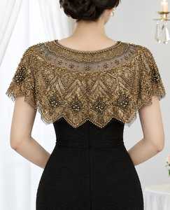 Elegant Beaded Polyester Cape Sequined Embroidery for <b>Women</b> Adult <b>Wedding</b> <b>Jacket</b> Wrap Burlesque Chandni Export House ODM Supply - Product Image 3