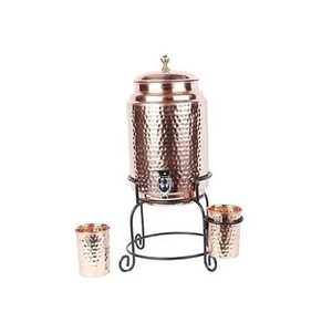 Artisan Meenakari Printed Copper Water Dispenser Paisley Pattern 5 Liter Ayurvedic Metal Tank Traditional Indian Health Pot - Product Image 3