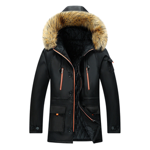 Chaqueta de Invierno para Hombre con Capucha y Forro de Piel, Cortavientos, Gruesa, Informal, Verde, Corte Regular, Relleno de Poliéster - Product Image 2