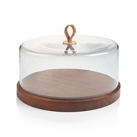 Support à gâteau en bois avec cloche en verre, 12 pouces, support de présentation de desserts écologique, couleur personnalisable pour la cuisine