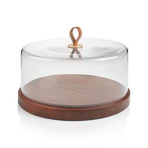 Soporte de Madera para Pastel con Tapa de Cristal – Soporte Redondo para Exhibición de Postres con Cubierta de Cristal - Product Image 1