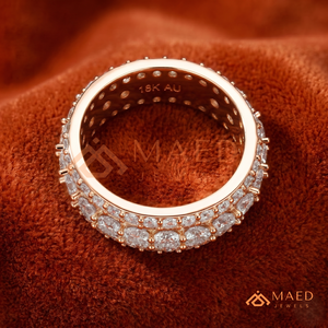 Bague Éternité de Luxe Plaqué Or Rose 18K Moissanite, Triple Rangée de Diamants de Laboratoire en Or Rose 14K pour Homme - Product Image 2