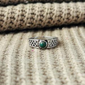 Men's <b>Turquoise</b> Brass Geometric <b>Ring</b> Oxidized Silver Plated Lattice Tribal Wholesale <b>Ring</b> - Product Image 1