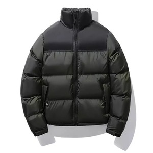 Men's Color Blocked Quilted Puffer <b>Jacket</b> Fox Fur <b>Sheep</b> <b>Skin</b> Stand Collar Zipper Closure Windproof Winter Casual Coat - Product Image 4