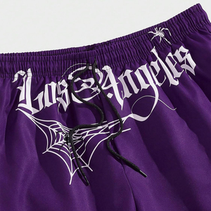 Pantalones Cortos Deportivos Personalizables para Hombre con Estampado de Telaraña de Los Ángeles, Cintura Media, Cordón Ajustable, Transpirables, Estilo Urbano, Poliéster - Product Image 3