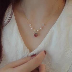 สร้อยคอแฟชั่นสไตล์ฝรั่งเศสสุดหรู ดีไซน์ย้อนยุค ประดับด้วยไข่มุกน้ำจืดธรรมชาติ คุณภาพสูง ดีไซน์ฝรั่งเศส น้ำหนักเบา แข็งแรง ทนทาน พร้อมจี้รูปหัวใจ สวยงามสมบูรณ์แบบ - Product Image 1