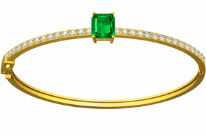 Gold Plated 925 Sterling <b>Silver</b> Emerald Cut Octagon CZ <b>Cuff</b> <b>Bracelet</b> Dainty Open Band Jewelry - Product Image 3