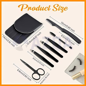 Set de Cuidado de Cejas de Acero Inoxidable con Recubrimiento Negro Premium, con Pinzas de Precisión, Tijeras, Depiladora y Cepillo - Product Image 2
