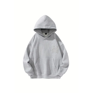 Sweat à capuche pour homme de haute qualité, surdimensionné, durable, prix abordable, en molleton polyester/coton 420 grammes, logo gaufré, poche avant - Product Image 6