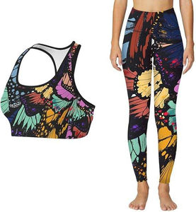 Ensemble de sport personnalisé en silicone imprimé, respirant, écologique, leggings et soutien-gorge en spandex/nylon pour femmes, tenue de sport deux pièces pour la salle de sport - Product Image 3