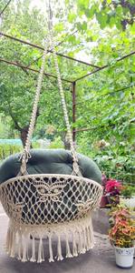 Silla Colgante de Macramé: Diseño de Mariposa, Columpio Tejido en Color Marfil - Product Image 4