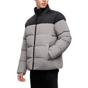 Blouson matelassé color-block pour homme, col montant, fermeture éclair, épais, hiver, décontracté, grande taille, coupe classique - Product Image 3