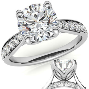 Bague de fiançailles élégante en or 18 carats avec diamant solitaire brillant de laboratoire, taille tulipe, pour femme - Product Image 1
